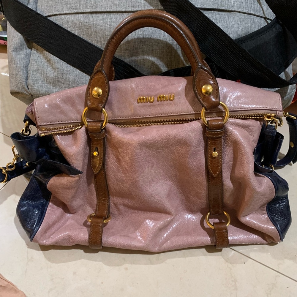 Miu Miu Large Bow Satchel Bag w/ Crossbody Strap
